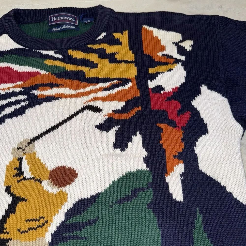 Vintage Hathaway Men’s Golf Sweater Size Medium Double Sided Knit Pullover